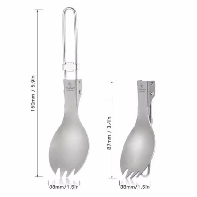 Tomshoo sendok titanium lipat ultralight spoon folding spork