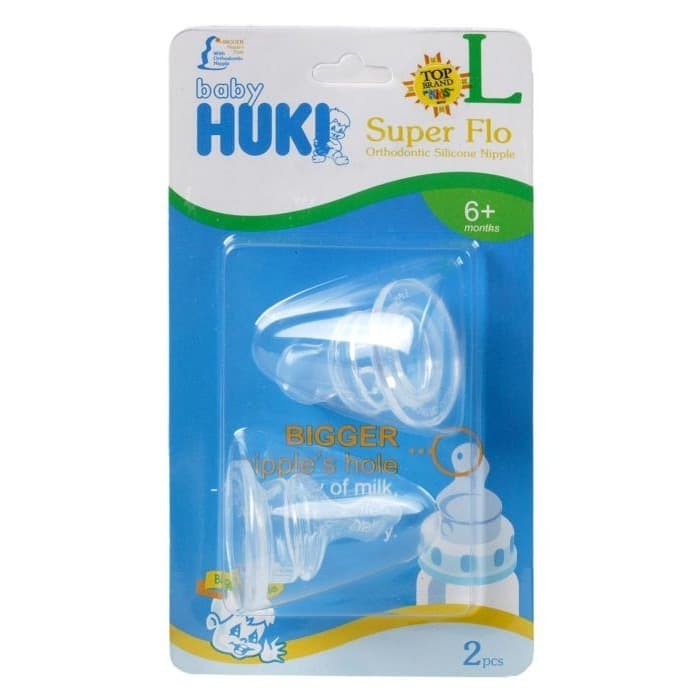 NIPPLE HUKI ORTHODONTIC DOT HUKI SUPER FLO BIGGER NIPPLE ISI 2 CI0252