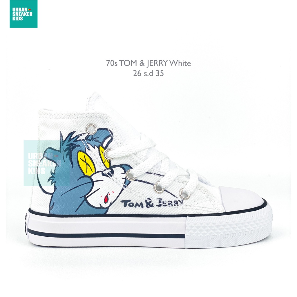 Converse Tom &amp; Jerry Sepatu Anak Perempuan Warna Putih Import Ukuran 26-35 - Urban Sneaker Kids