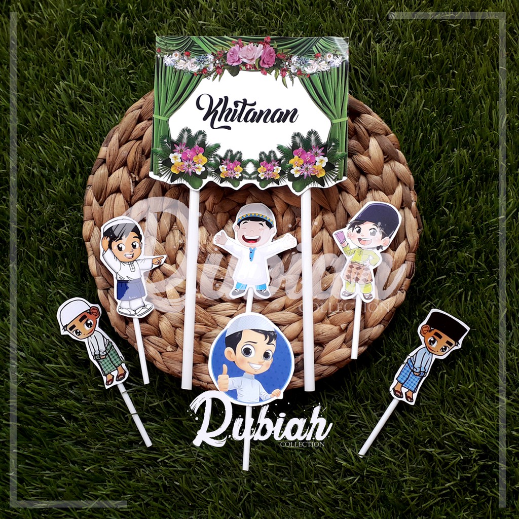 Custom Nama/ Foto / Toppercake Plus Khitanan / Hiasan Kue / Cake Topper