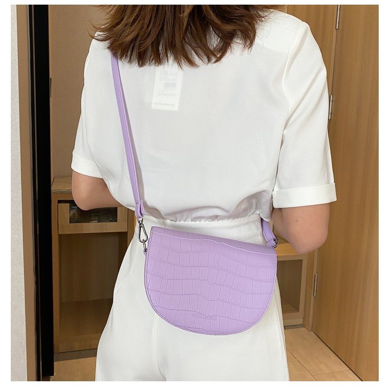 DODORY DDR1420 Tas Mini Perempuan n Style Fashion Wanita Lilac Croco Motif Slingbag Woman