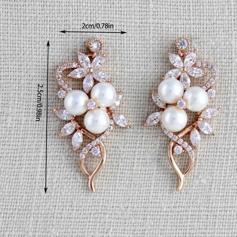 Fancyqube 1 Pasang Anting Desain Bunga Anggur Aksen Mutiara Kristal Berlian Imitasi Untuk Wanita