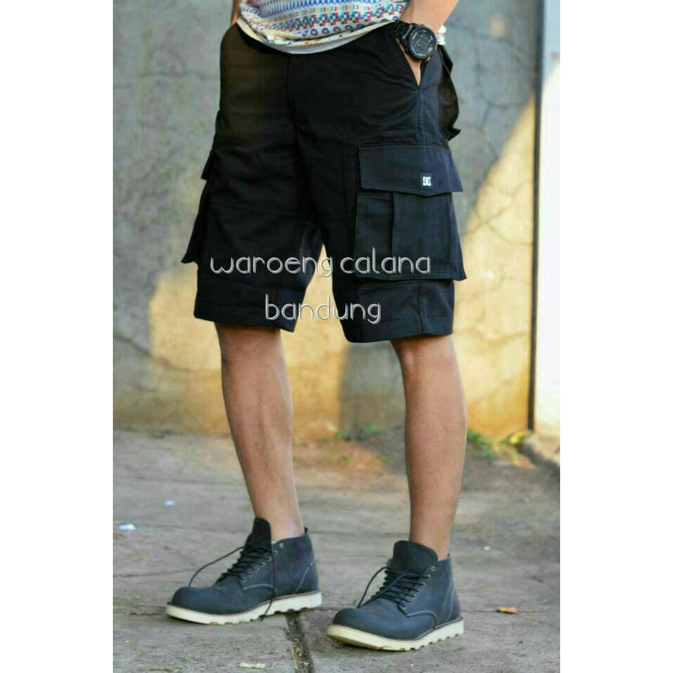 Celana Pendek Cargo Kempol Pendek Army Hitam Metal Punk Prapatan Rebel I9I3  celana cargo pendek