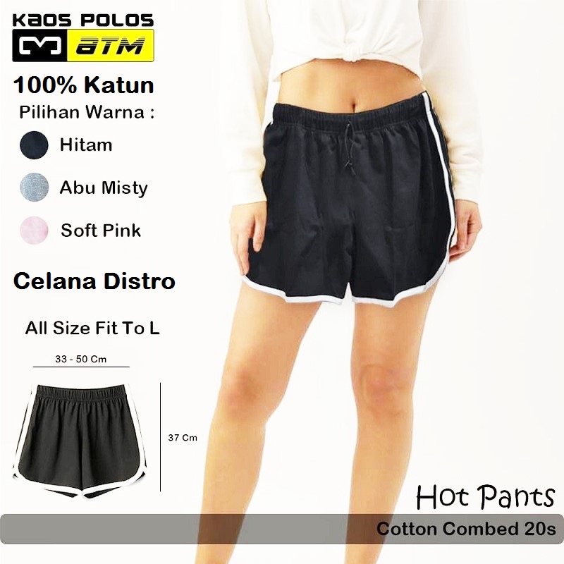 Hot Pants Perempuan Model Korea 100% Cotton Combed Selevel DISTRO Katun Halus Adem &amp; Tebal / Celana Pendek Santai Cewek Perempuan ATM