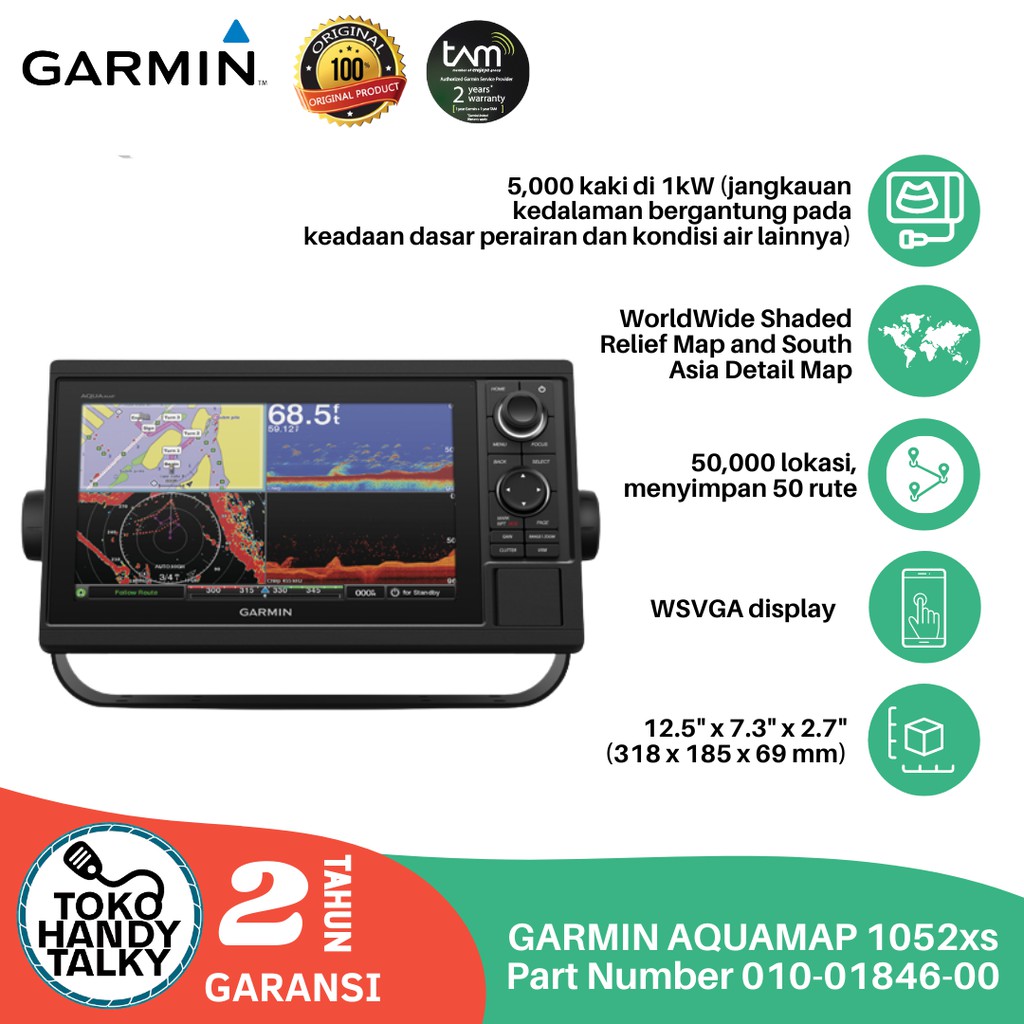 GARMIN AQUAMAP 1052XS NEW ORIGINAL GARANSI RESMI TAM