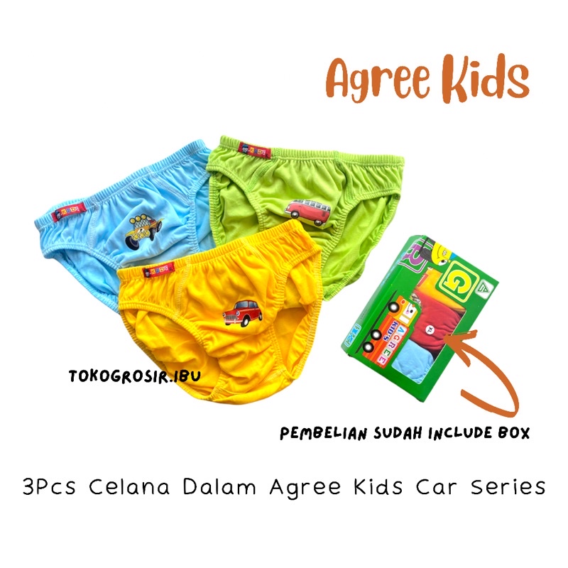 Isi 3 Pcs Celana Dalam Anak Laki Laki Cowok Agree Kids Cars Original Katun Adem 1 3 5 7 10 Tahun / Cd Celana Dalam Boxer Anak Kancut Anak Sempak Anak Laki Laki Cowok Katun Agree Kids Murah / Celana Dalam Anak Agree Kids Katun