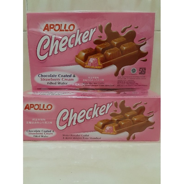 APOLLO CHECKER ( Strawberry) Wafer Bar 18 gr x 24 pcs