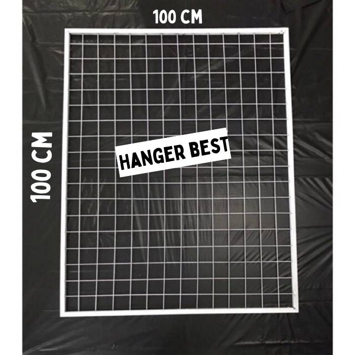 Wiremesh Ram Dinding Pakai List Display Gantungan Pajangan Aksesoris 100 x 100 cm