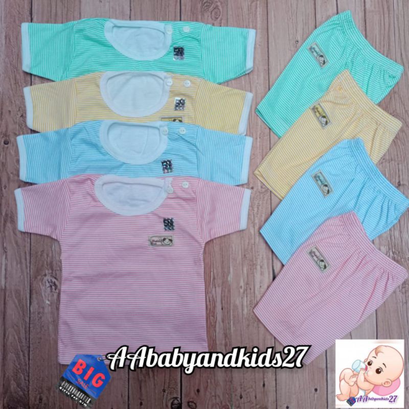 PRODUK TERBARU DAN TERLARIS!!!HOKIKU SETELAN BAYI MODEL SALUR DAN MOTIF LENGAN PENDEK KANCING BAHU UKURAN NEWBORN 0-4BULAN SNI