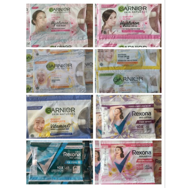 Sabun & cream Garnier sachet/ Rexona Sachet