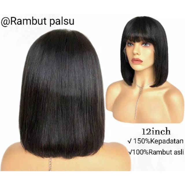Hair Wings Brazilian 13x4 Bob Wig.Rambut Asli Bob