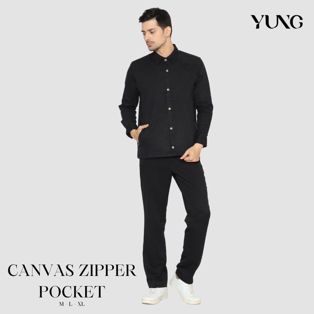 Kemeja Luaran Yung Canvas Zipper