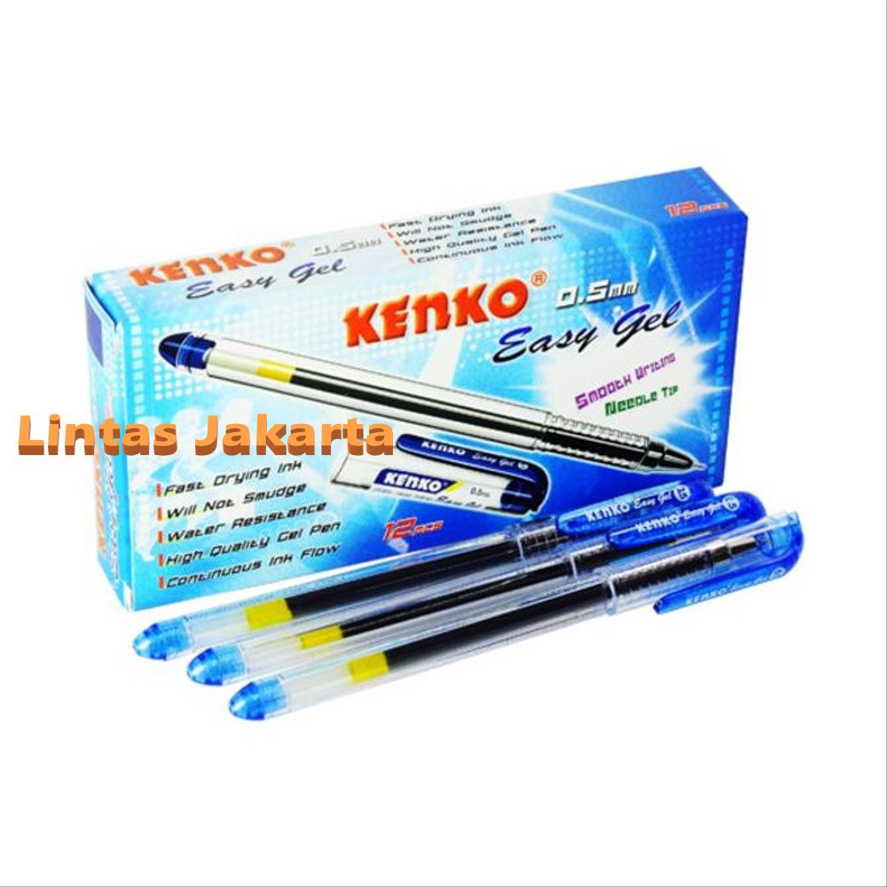 Ballpoint / Pulpen / Pen Gel Merk Kenko Easy Gel ( Isi 12 buah )