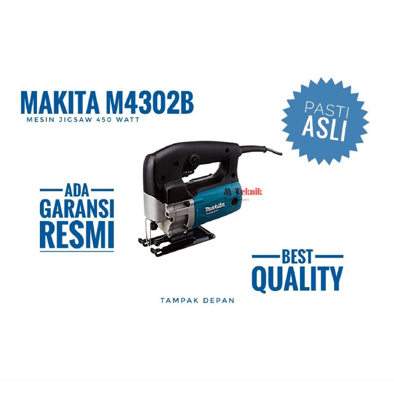 Mesin jigsaw listrik Makita M4302B gergaji ukir papan triplek potong kayu jig saw M 4302 B