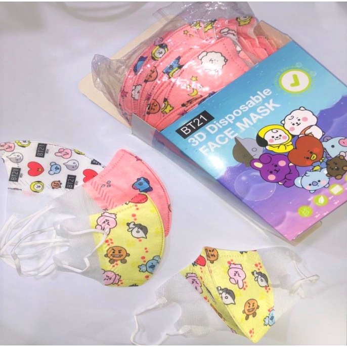 isi 50pcs/Box Masker Duckbill BAYI BATITA BTS BT21 KOREA IDOL FASHION DISPOSABLE MASK IMPORT Anti Virus