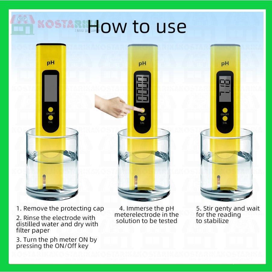 KOSTARIKA Ph Meter Alat Ukur Air Hidroponik Ph Meter Digital Ph Air Digital Ph