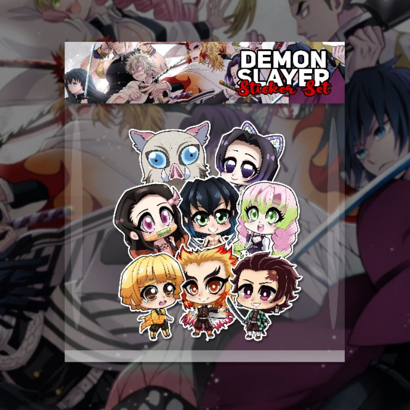 8 Stiker Demon Slayer Kimetsu No Yaiba Sticker Anime Chibi