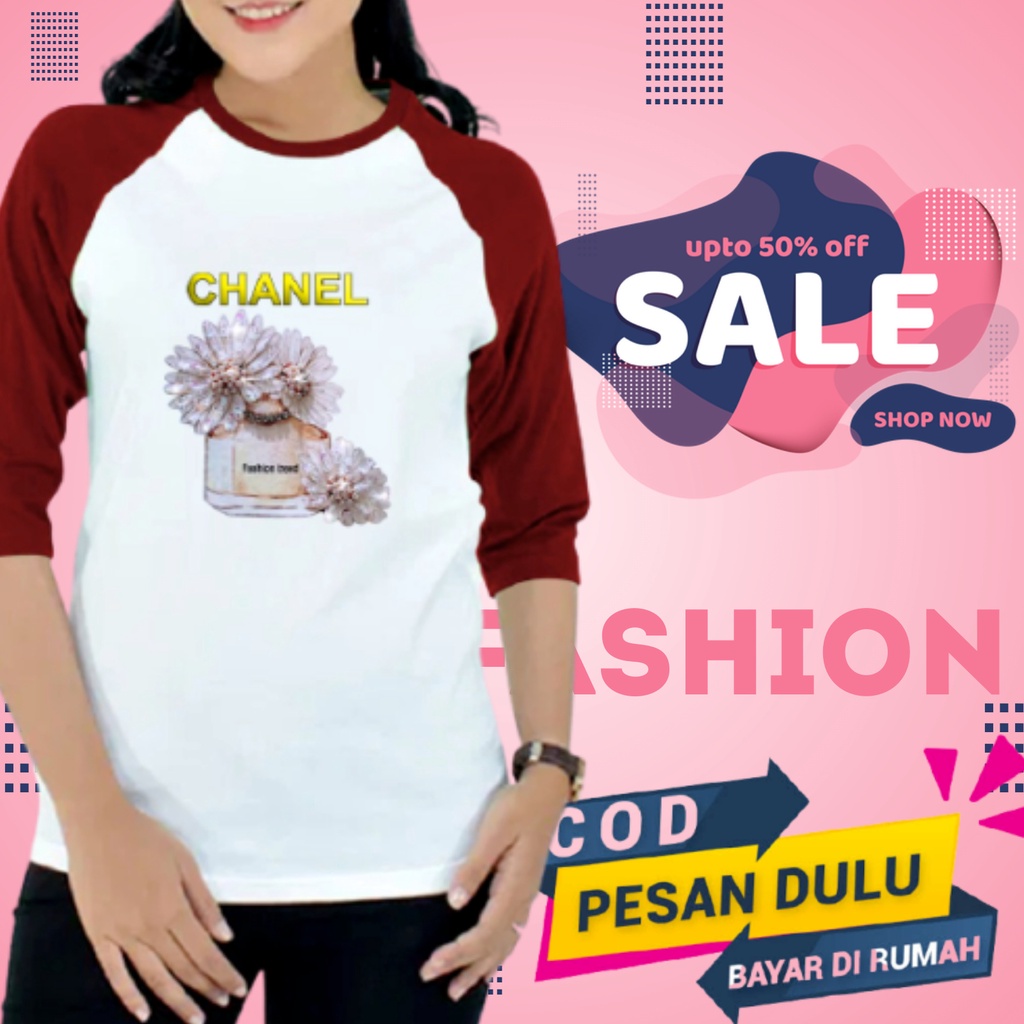 Baju Kaos Raglan Cewek Cowok 7/8 Baju Atasan Jangkis Raglan Distro Tshirt Pria Wanita Jangkis Jumbo