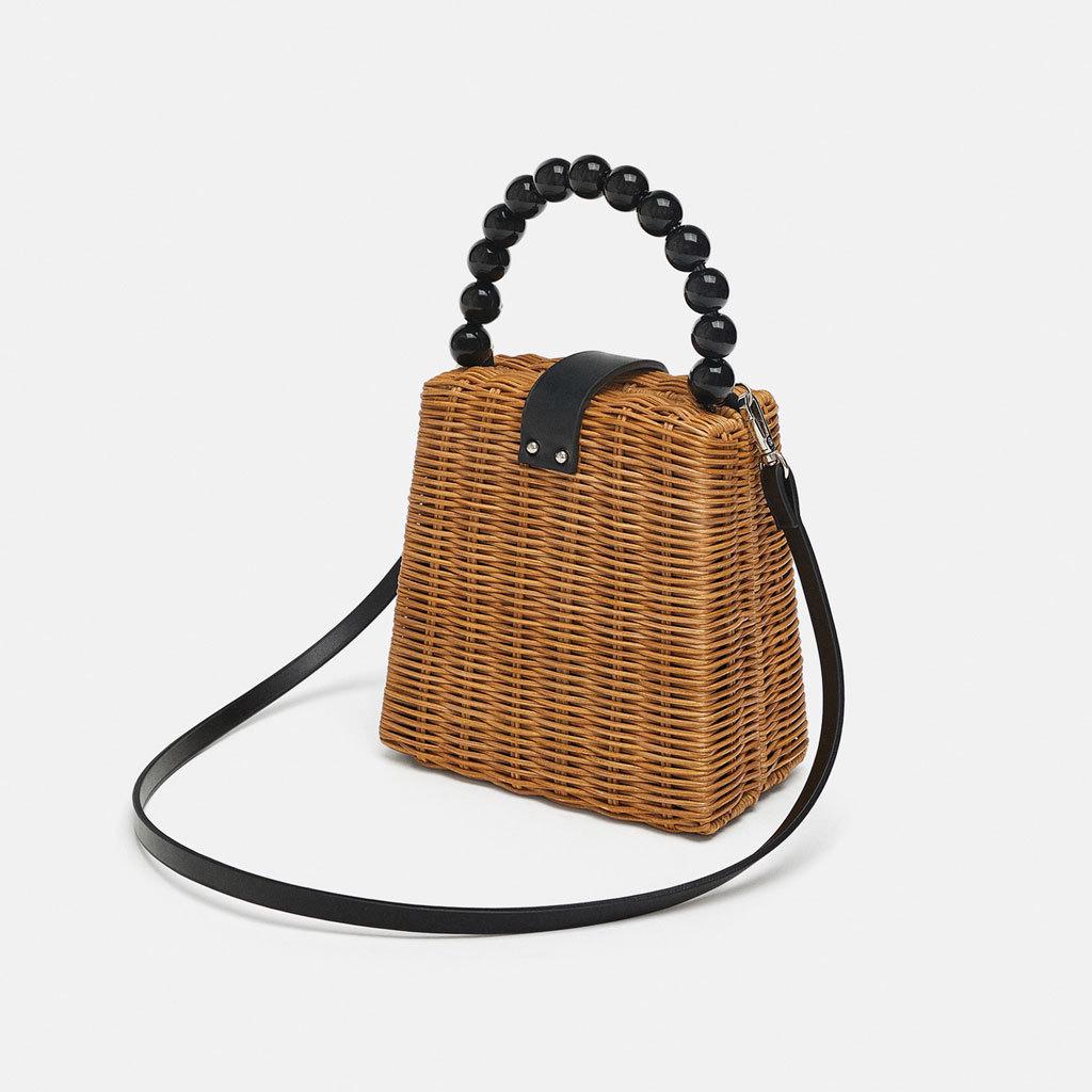  Tas  Handbag Selempang  Bentuk Kotak  Bahan Anyaman Rotan 