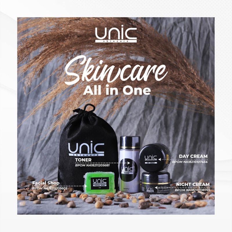 Unic Skincare BPOM All in One Original Cream Perawatan Wajah Glowing Cream Pencerah Pemutih Pelicin Wajah Day Cream Night Cream Toner Facial Wash Pencerah Wajah Kusam Pemutih Wajah Terbaik