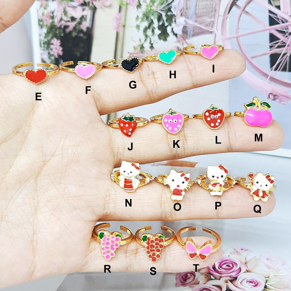 Cincin Xuping Anak Karakter Bunga Kitty Strawberry Emas - BR325