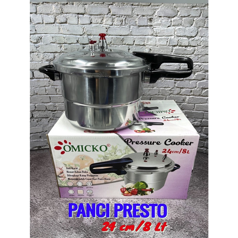 PANCI PRESTO OMICKO 24 CM/ 8 LITER PRESSURE COOKER PANCI PELUNAK TULANG BANDENG