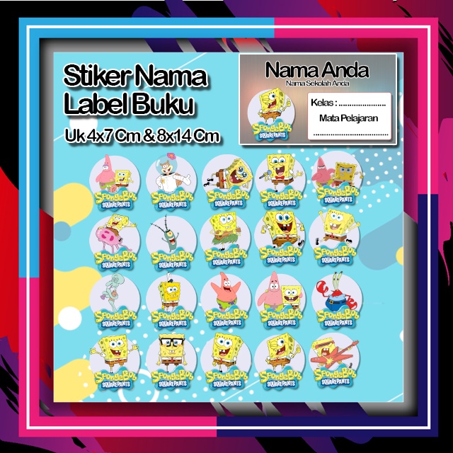 

Stiker Spongebob patrik plangton tn krab sendi squidword Karakter Lucu Custom Lebel Nama cromo murah 20 Varian berbeda Octane Pelajaran sekolah No 2