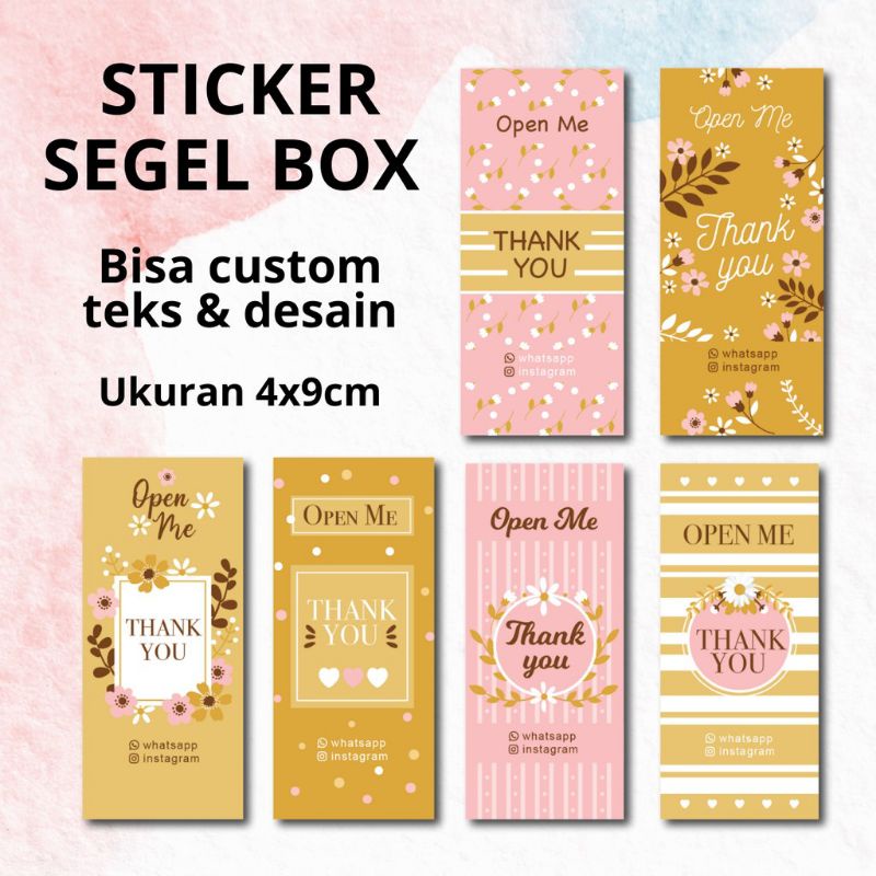 

(minim beli 50) Sticker Segel Box Kotak Bisa di kasih WA dan IG Cantik Lucu Esthetic Bunga Stiker Open Me Thank You