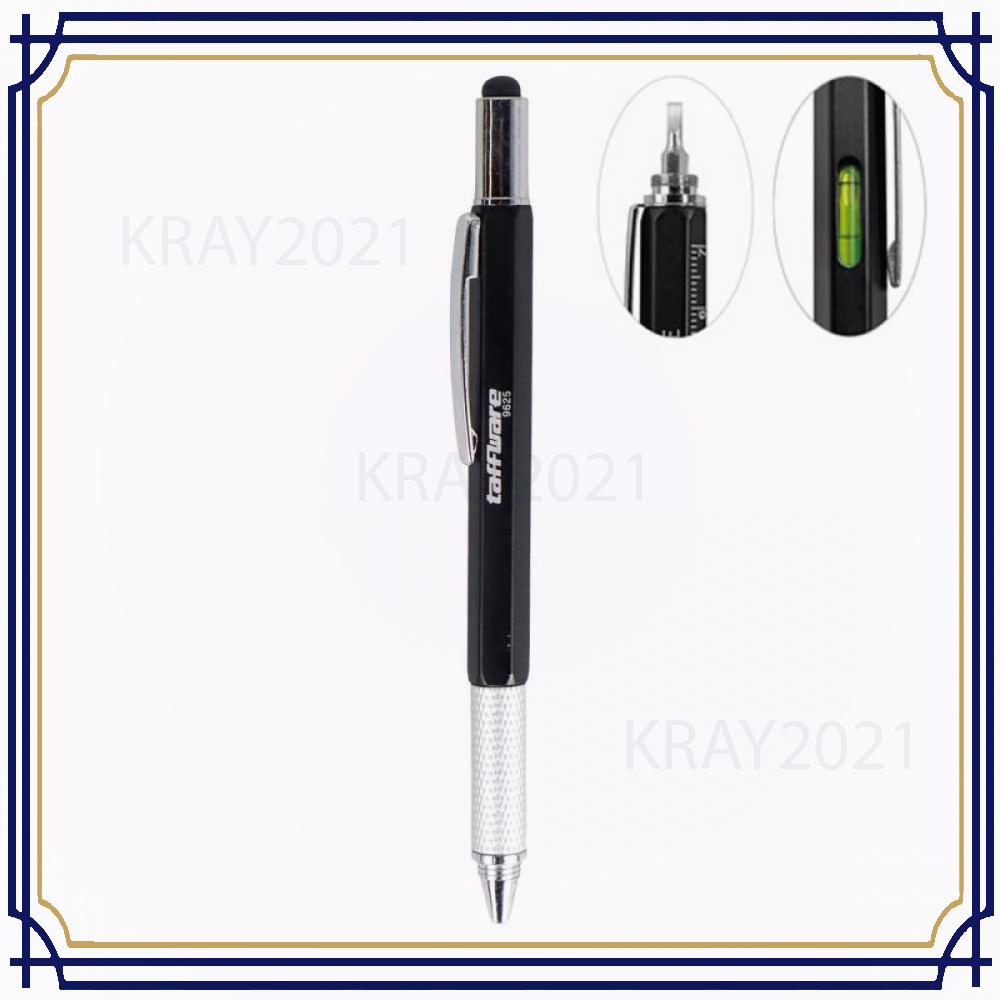 Taffware Pena Multifungsi Stylus + Penggaris + Level + Obeng AK132