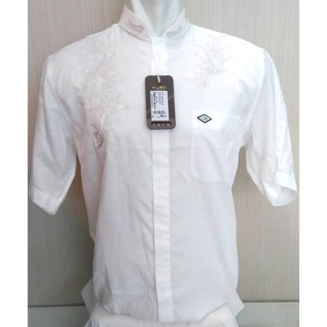 Baju Koko ALMIA AL MIA Premium tangan Pendek Pria pakaian Putih Original gamis Makassar Katun Asli