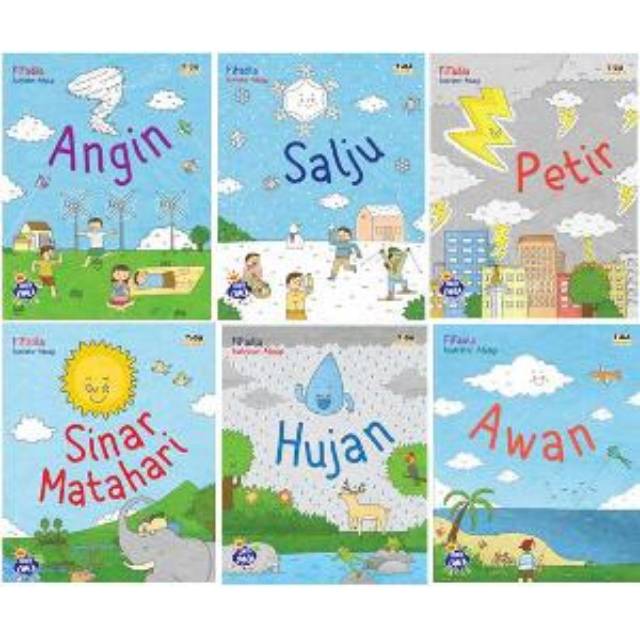 buku anak tiga ananda sinar matahari angin awan salju petir hujan seri cerita cuaca