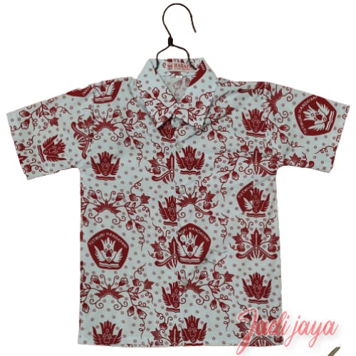 BAJU SERAGAM BATIK MERAH SD LENGAN PENDEK