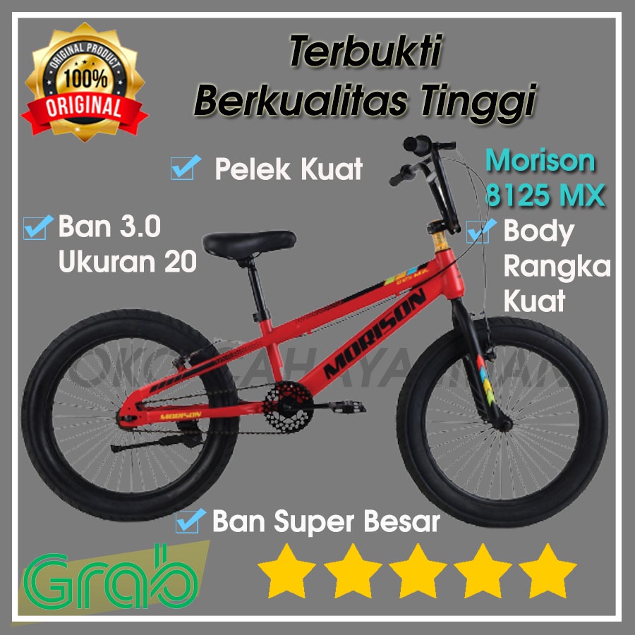 Sepeda Anak Laki Ukuran 20 Inch BMX MORISON MS-8125 MX Ban 3.0 Jumbo