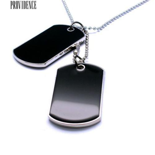 [Bayar Di Tempat]  Pria Keren Ganda Alloy Plain Dog Tag Pendant Charm Bola Rantai Kalung Perhiasan