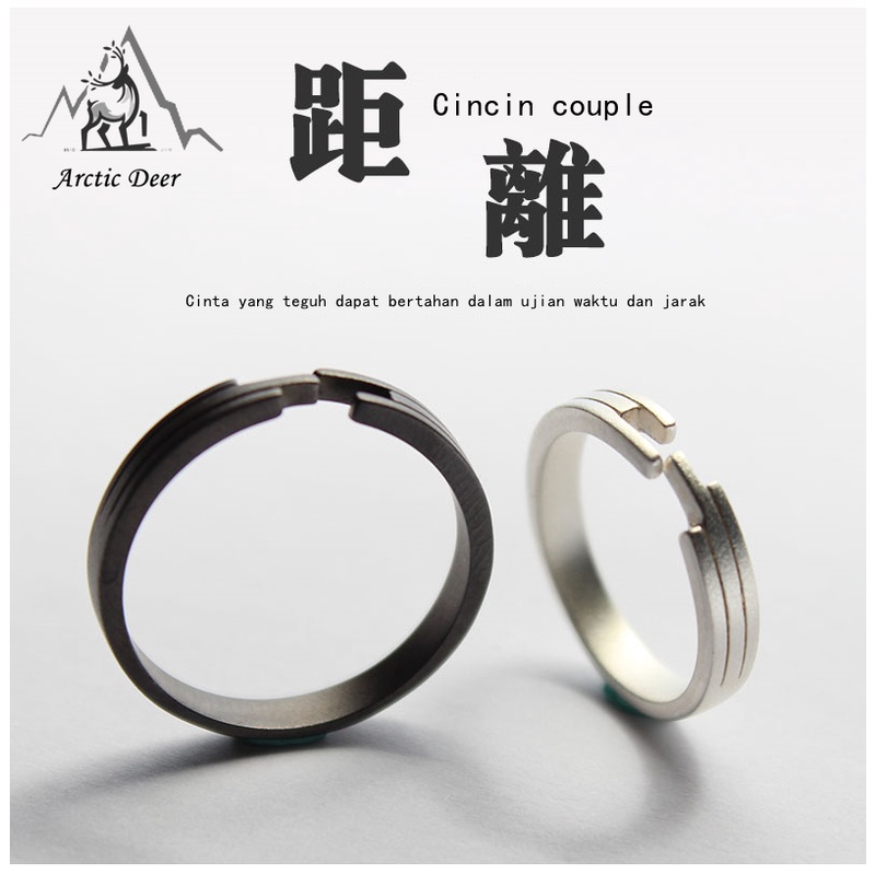 Cincin couple-Distance cincin pasangan cincin titanium Original Arctic Deer