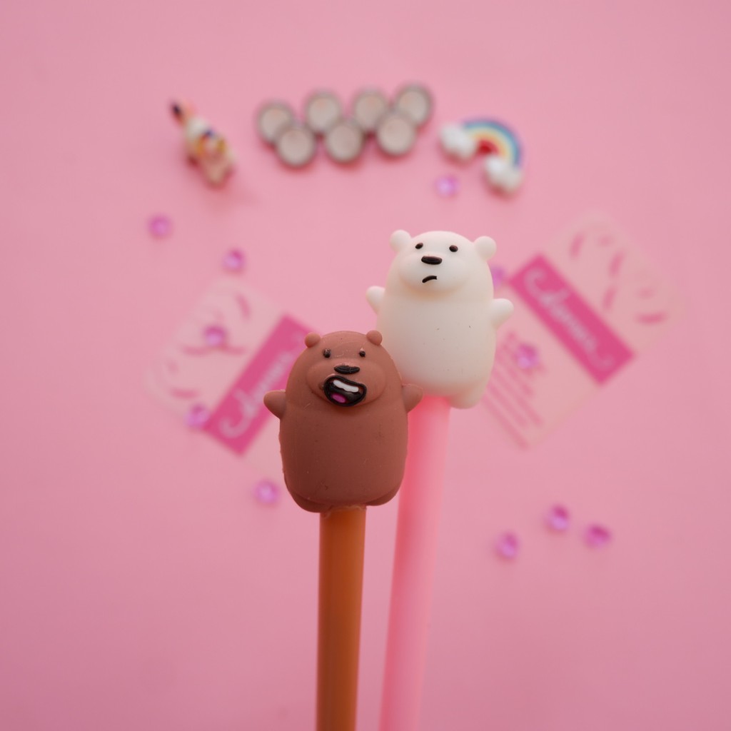 

pulpen karakter wbb we bare bears pen grizzly ice bear panpan tinta gel hitam