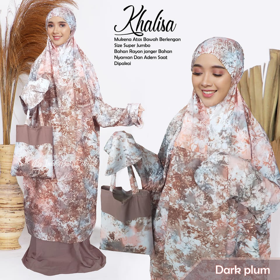 Mukena Bali Tunik berlengan Super jumbo Smoke dan motif