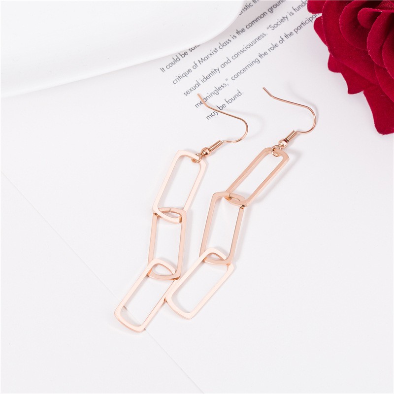 SALE Anting Gantung Titanium Rose Gold Asli Wanita Fashion Anti Karat Murah AA016 elegant pesta