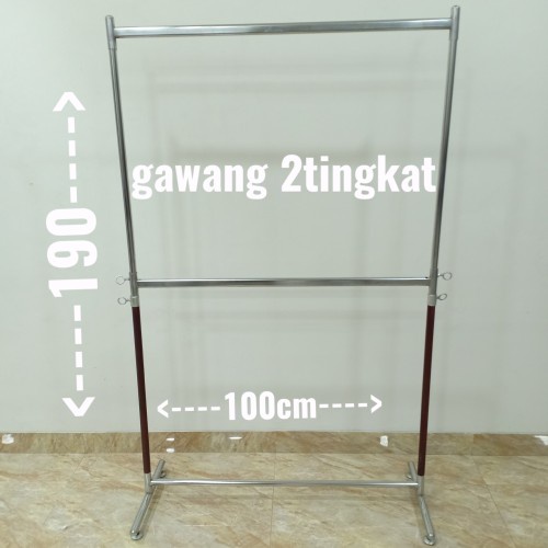 Hanger Gawang 2 Tingkat / Gantungan Baju Besi 2 Tingkat (100 cm)