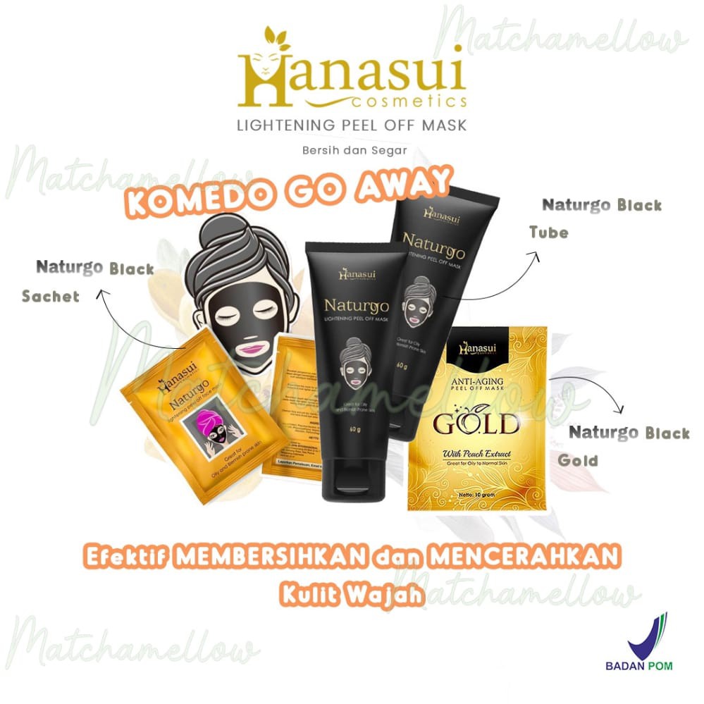 ❄️MATCHA❄️HANASUI NATURGO PEEL OF MASK/NATURGO HITAM GOLD TUBE MASKER KOMEDO ANTI AGING/MASKER TELUR