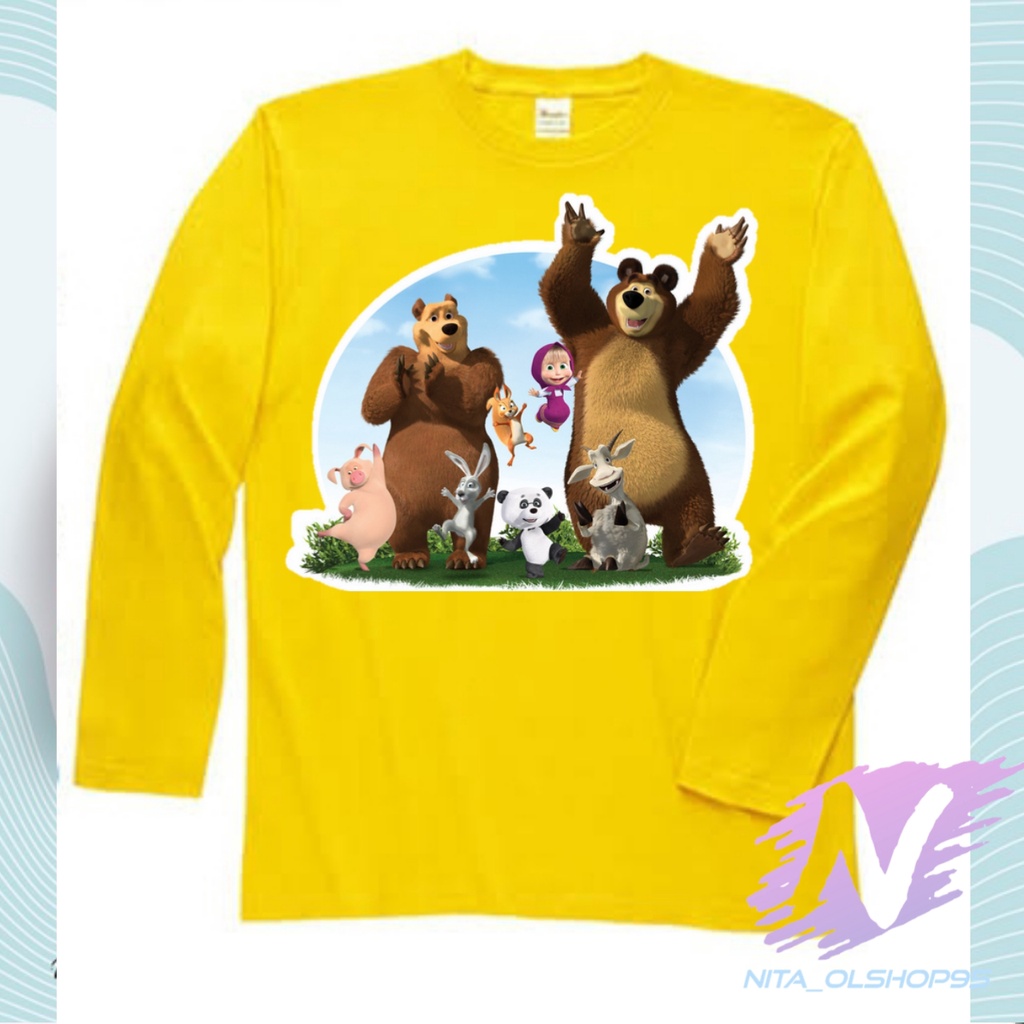 BAJU KAOS MARSA KAOS ANAK LENGAN PANJANG MASHA AND THE BEAR