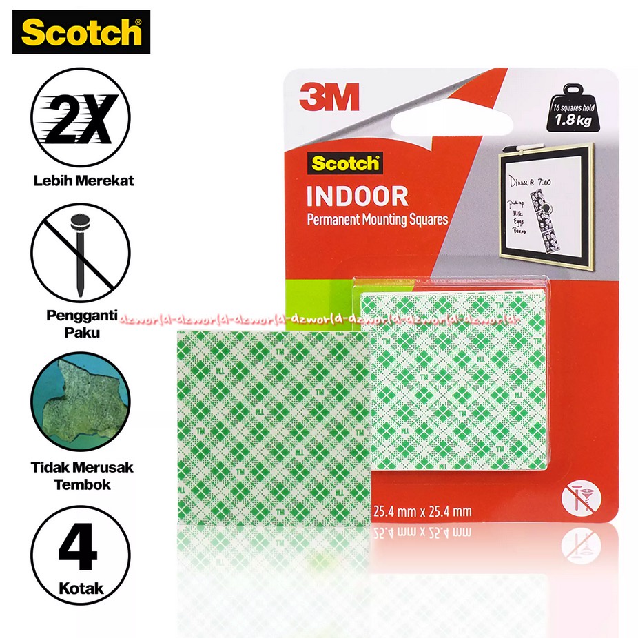 3M Scotch Indoor Permanet Mounting Tape 1.8kg Square Double Tape Perekat Kuat Model Kotak Persegi