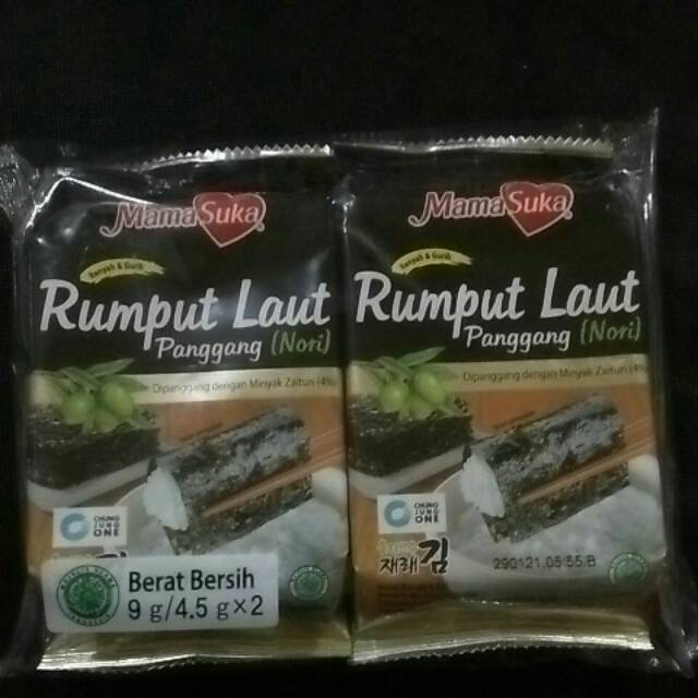 

Rumput laut panggang (nori) berat bersih 9gr (4,5g x 2)