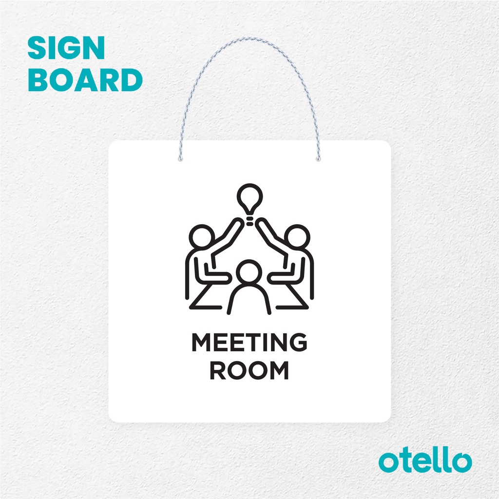 Otello Sign Meeting Room Signage Board Acrylic Papan Gantung Label Akrilik Rantai Petunjuk Toko Modern Minimalist Kafe Restoran Kantor Gedung Cafe