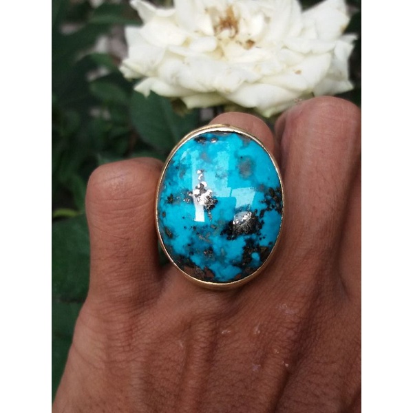 natural batu pirus persi asli persia natural turquoise biru fancy jumbo berbadar 0080