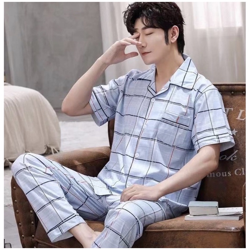 PAJAMAS COWOK DEWASA IMPORT PIYAMA PRIA REMAJA SET CELANA PANJANG PAJAMAS LAKI LAKI KATUN BIG