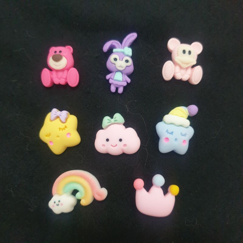 clay charm resin satuan star rainbow cloud lotso stella lou tali kalung rantai masker strap mask 2in