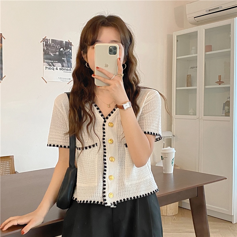 [COD]2 warna cardigan rajut atasan crop top kardigan rajut lengan panjang fashion korea style wanita