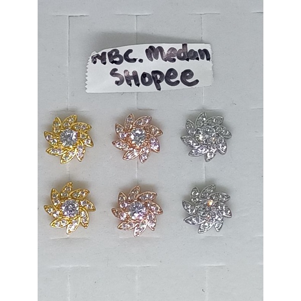 Anting titanium tusuk l,model replika berlian mata zircon,tidak berkarat,tidak gampang luntur,awet