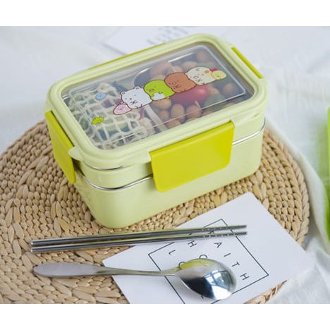 Kotak makan ANAK Lunch Box Tempat makan 2 tingkat 304 STAINLESS